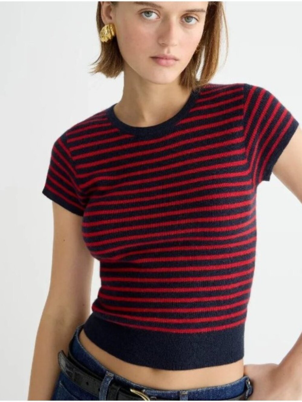 J. Crew Ribbed Featherweight Cashmere T-shirt, XS